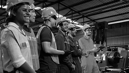 Group of labor union members smiling