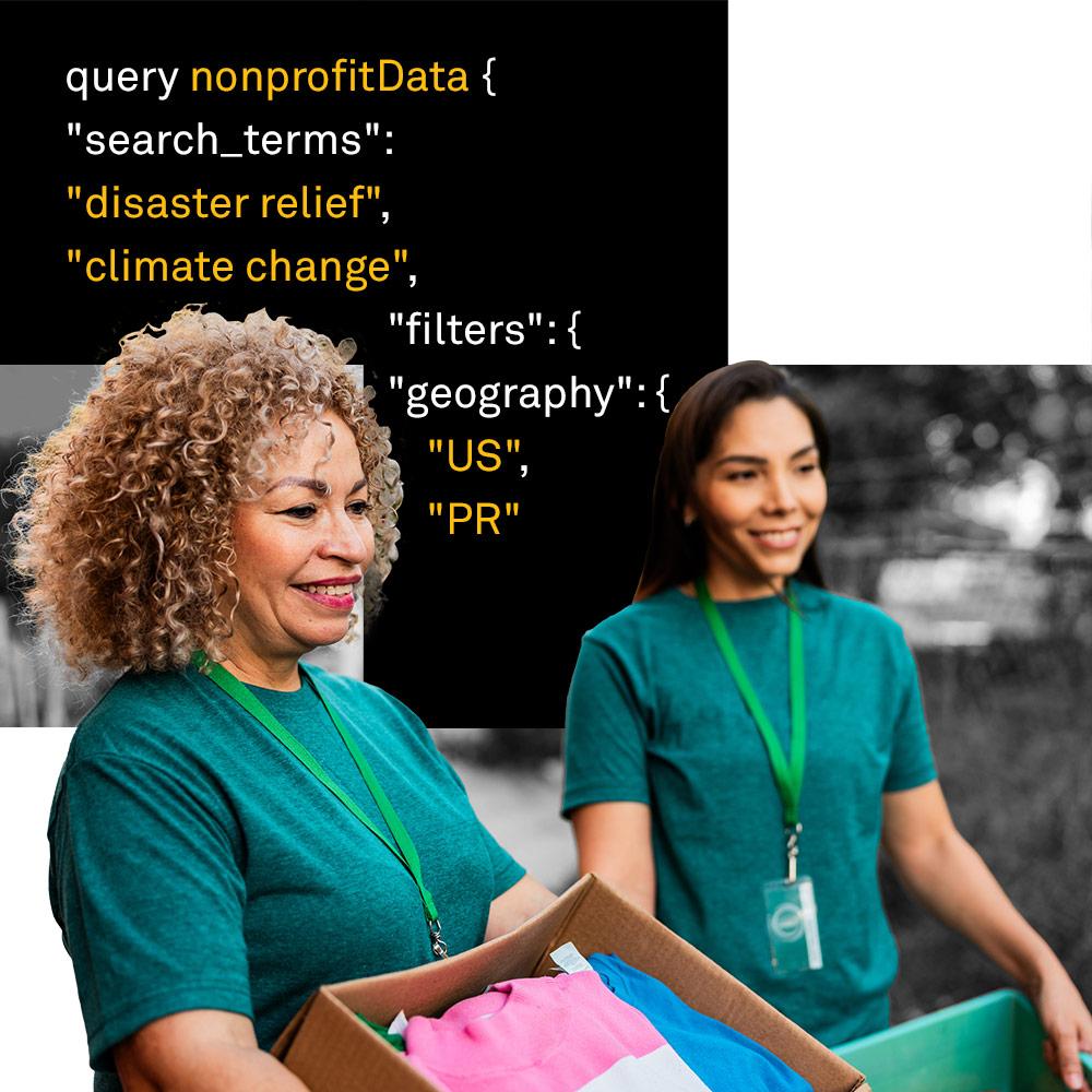two women doing nonprofit work with nonprofit API help
