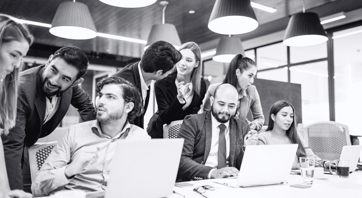 A group of nonprofit staff doing an online fundraising competition.