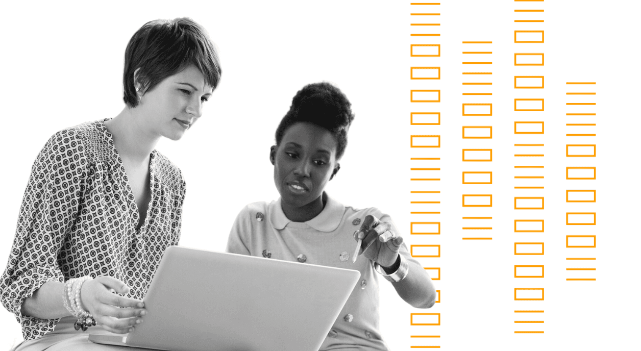 Colleagues looking at data.