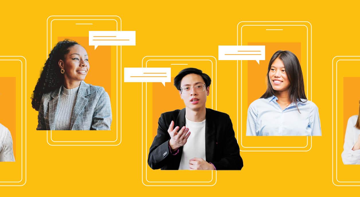 Different people on social media platforms.