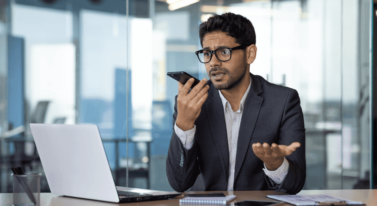 A man on the phone concerned about lost donations.