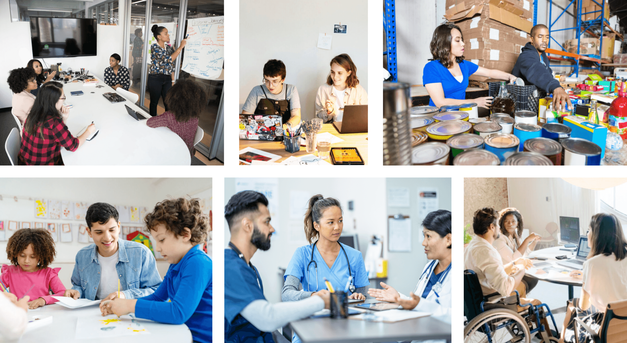 Collage of nonprofit workers, from report cover image.