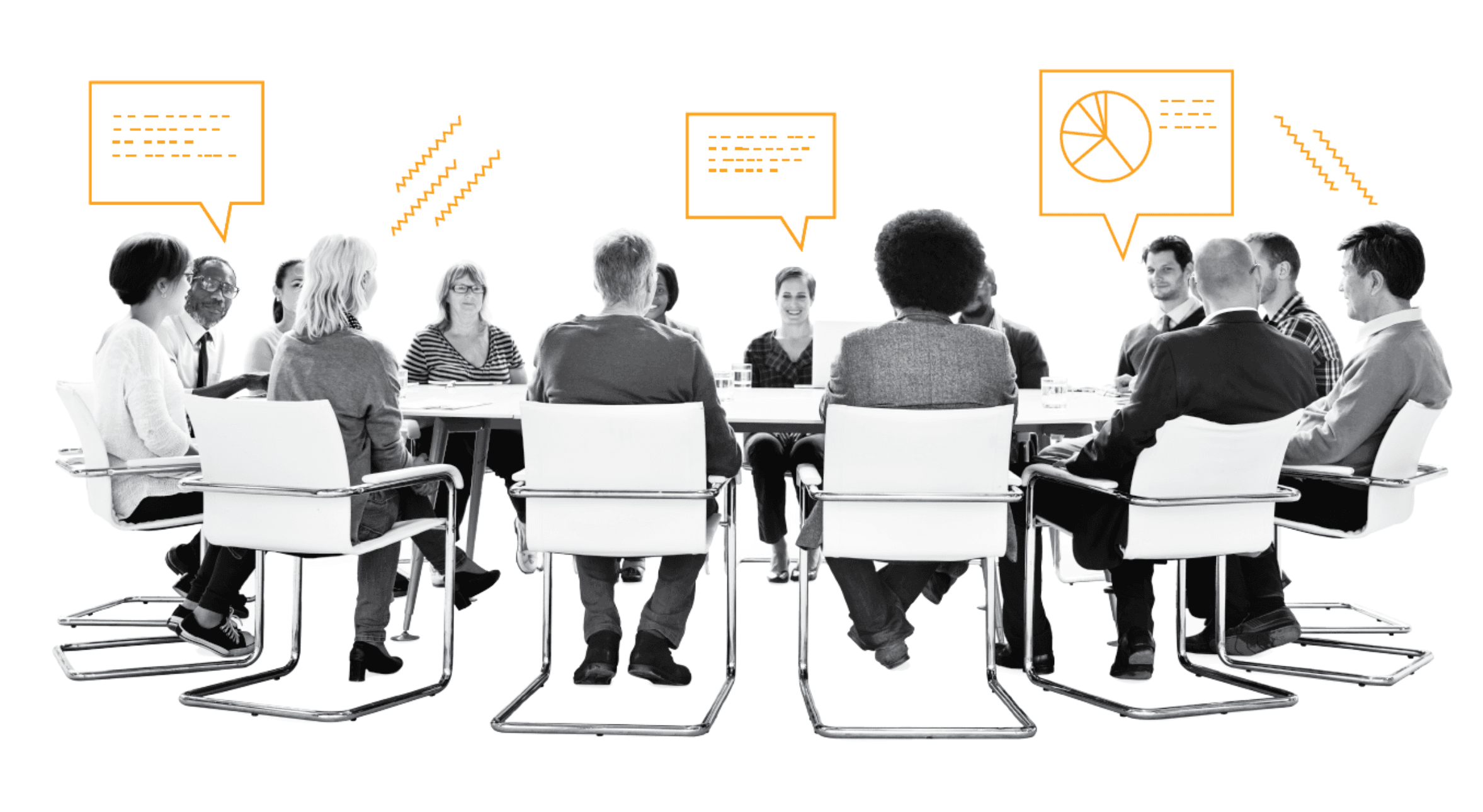 A nonprofit board around a conference table.