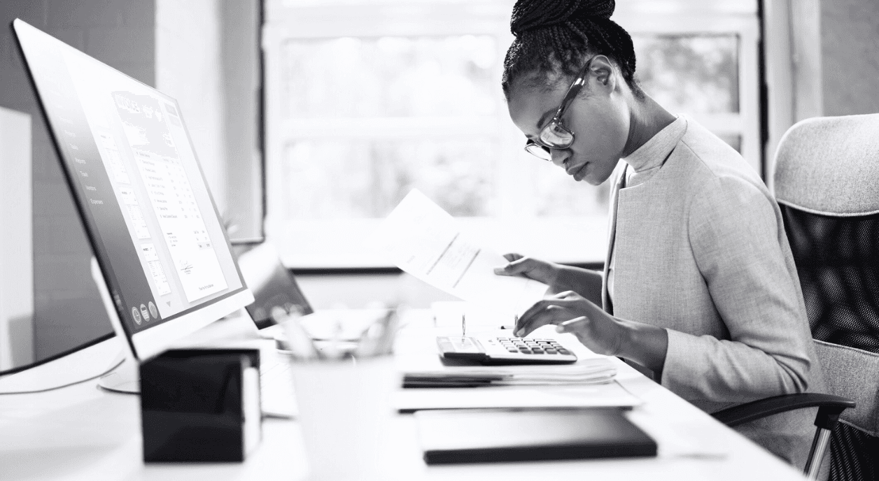 A Black woman working autonomously.