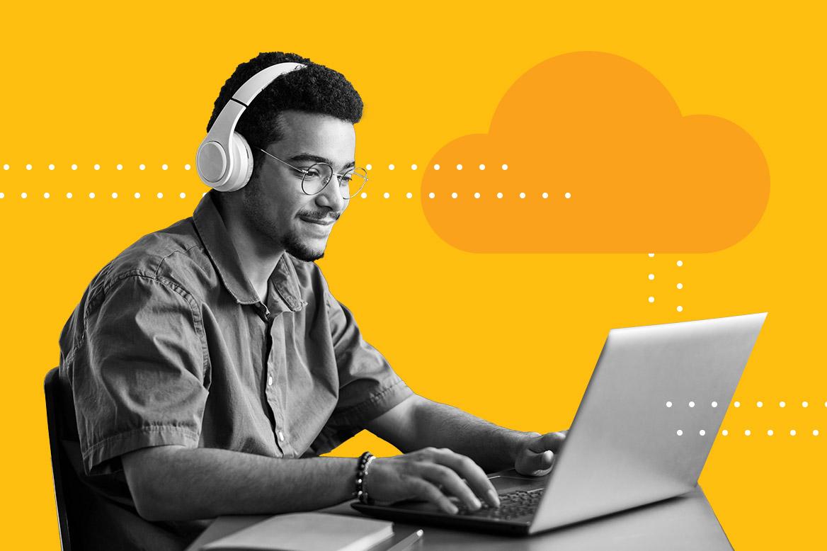 A person looking at API options for their business on a laptop.