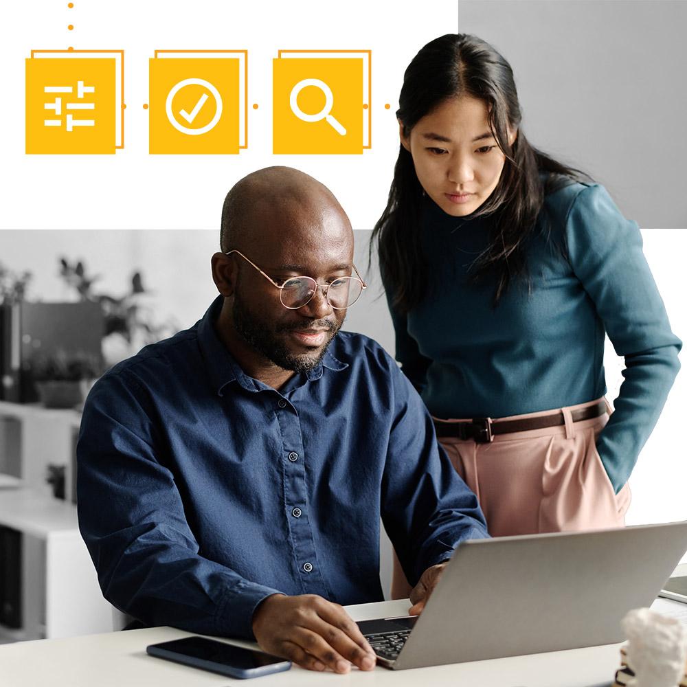 People on computer using Candid data