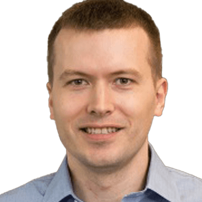 Headshot of Kevin Mulder, VP of Technology, Candid, in a light blue-gray shirt.