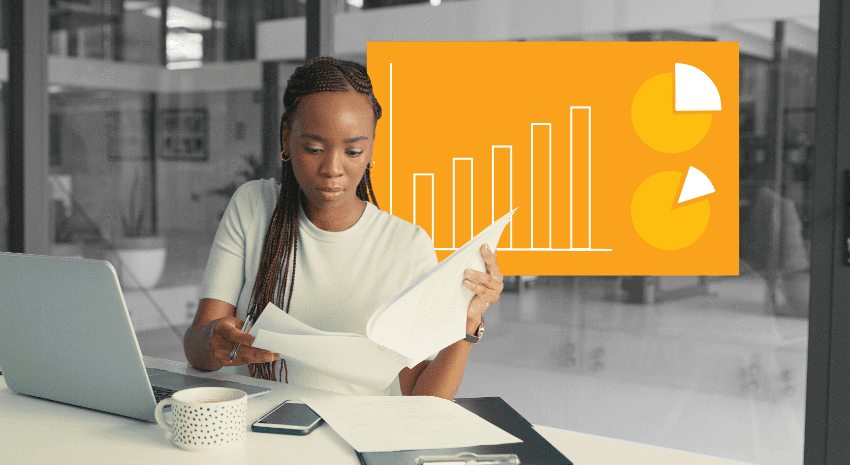 A woman looking at nonprofit data post-election.