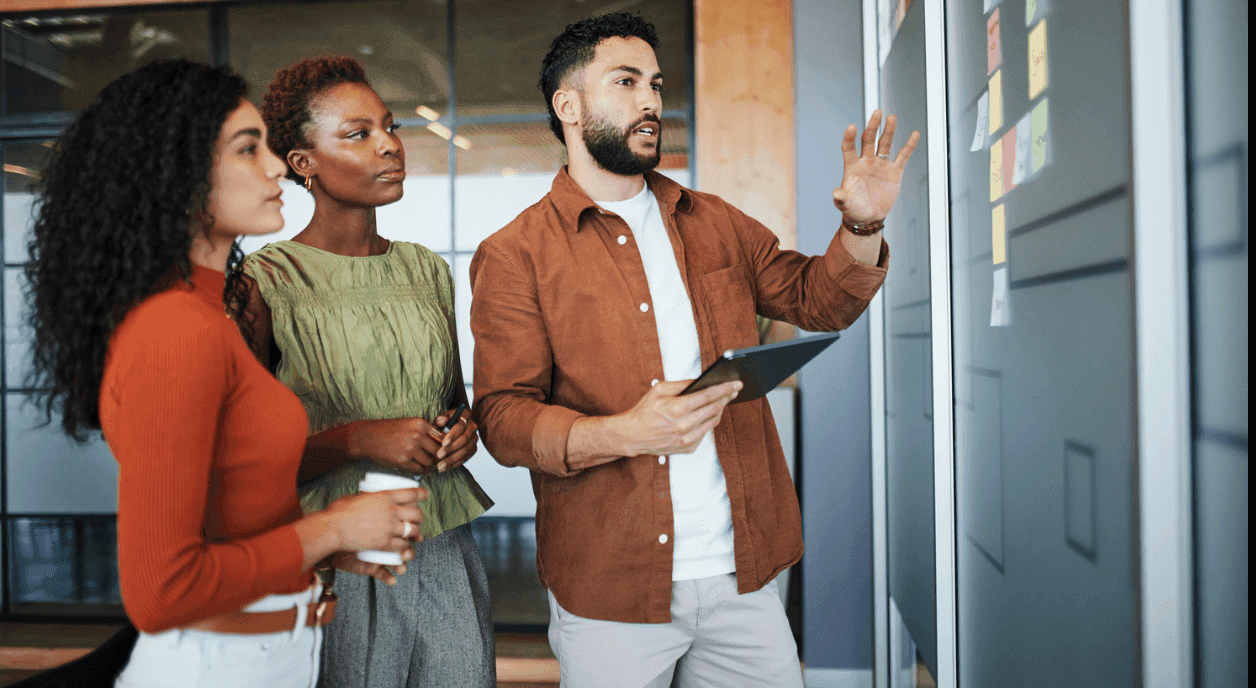 Nonprofit colleagues discussing their storytelling strategy.