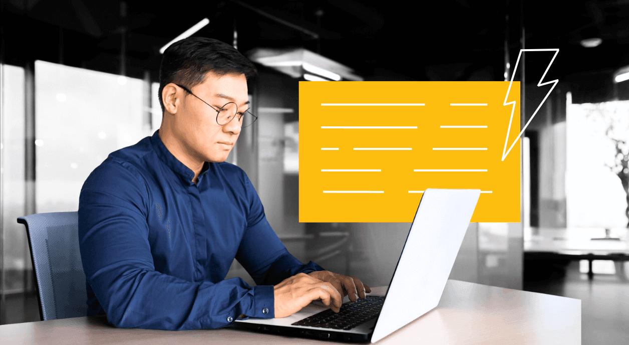 A man using AI to write a grant proposal.