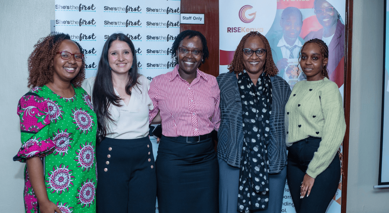 Staff members of She's the First and Girl Rising team up at a training event for community-based organizations in Nairobi, Kenya in July 2025.